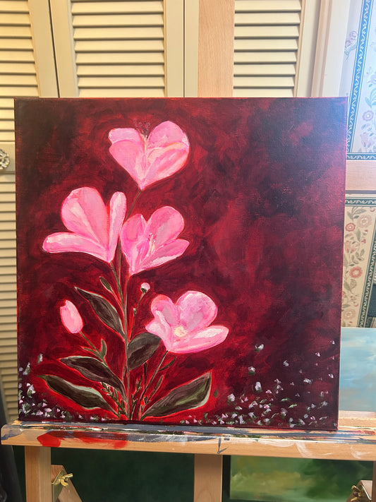 Crimson Blossoms 14"x14" image 0